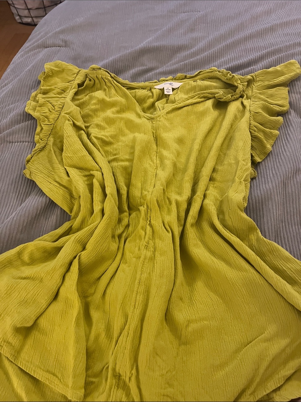 Terra & Sky Lime Green Ruffle Sleeve Blouse